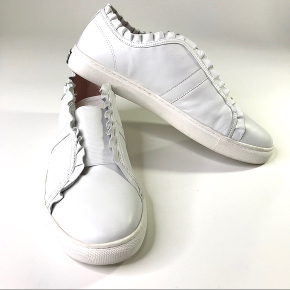 kate spade Shoes - Kate Spade Layce White Leather Ruffle Slip-on Shoe